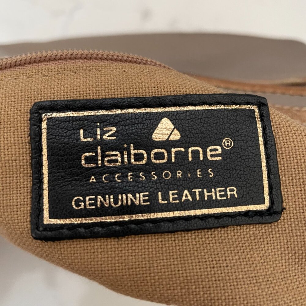 Vtg Liz Claiborne Pebbled Leather Crossbody Bag - Mushroom Taupe Grey - Picture 4 of 14